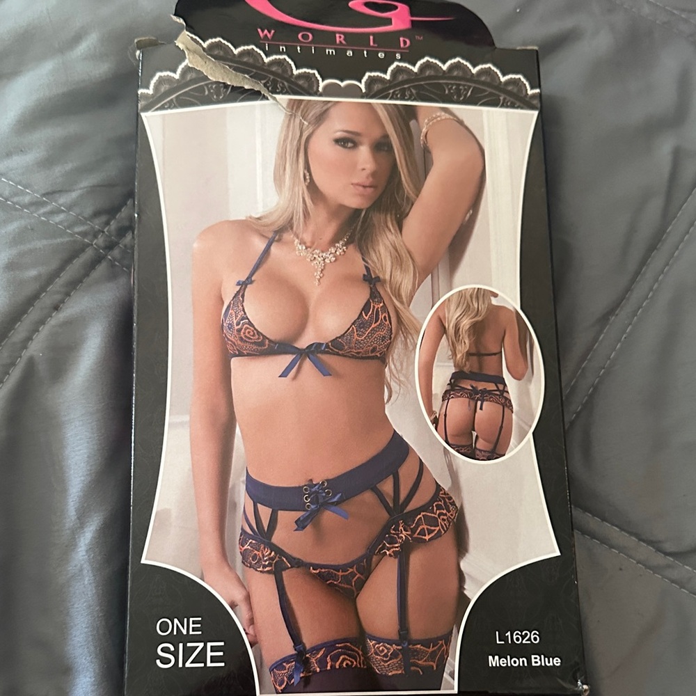 Elegant Moments Melon Blue Lingerie Set